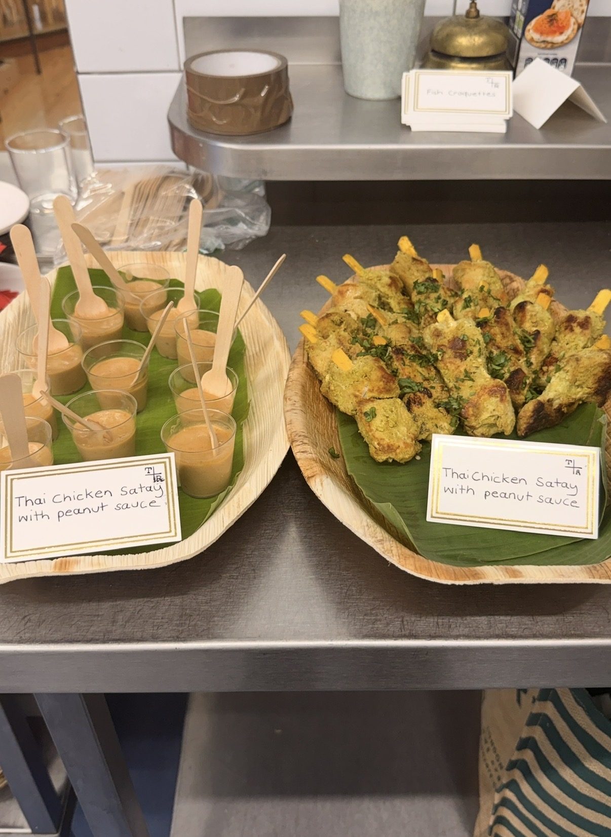 Thai chicken satay skewers with peanut sauce for a small event