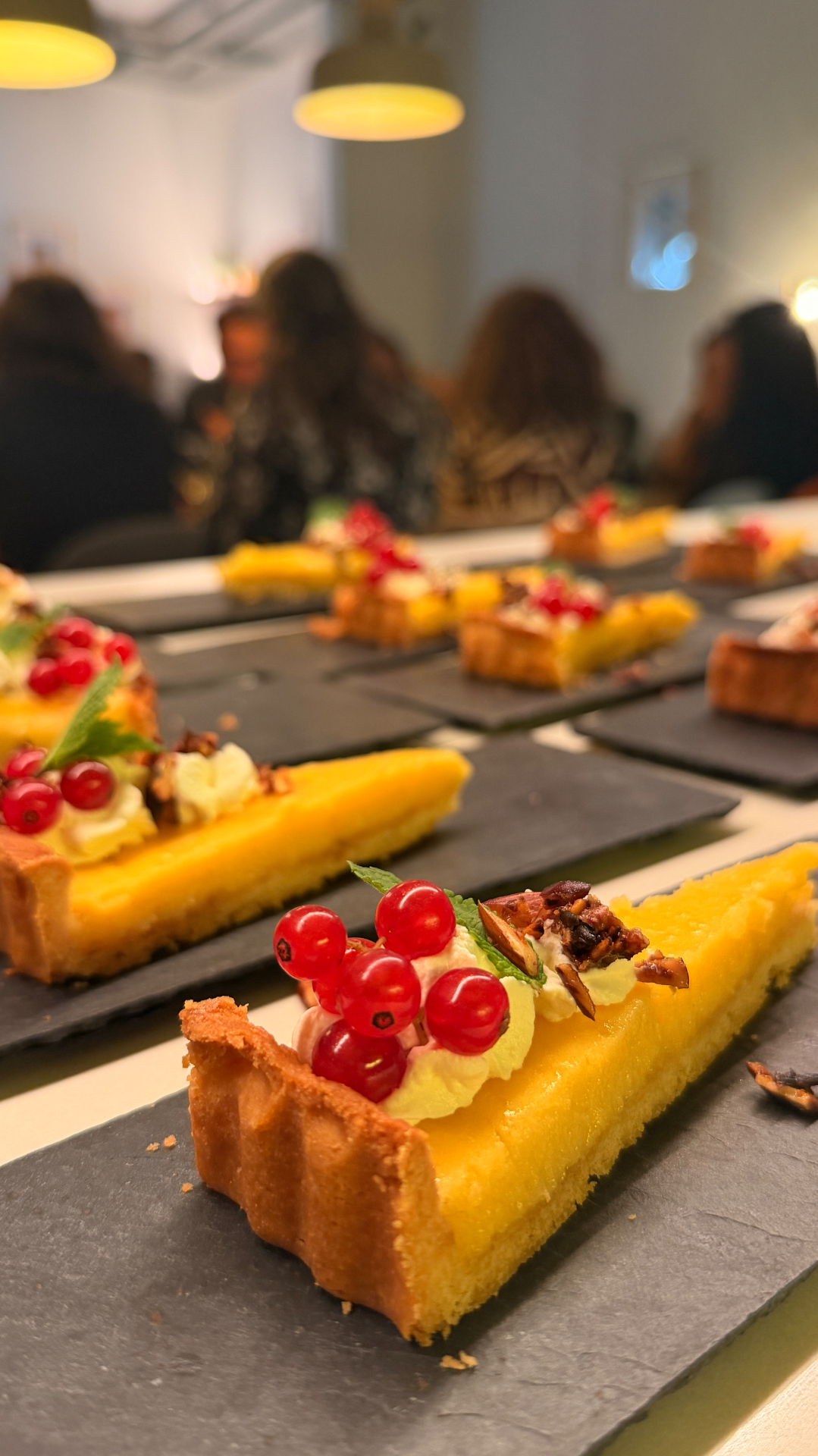 Individual fruit tarts ready to be served